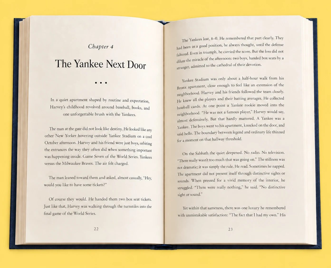 An open two-page spread of Sea of Diamonds, Chapter 4, The Yankee Next Door